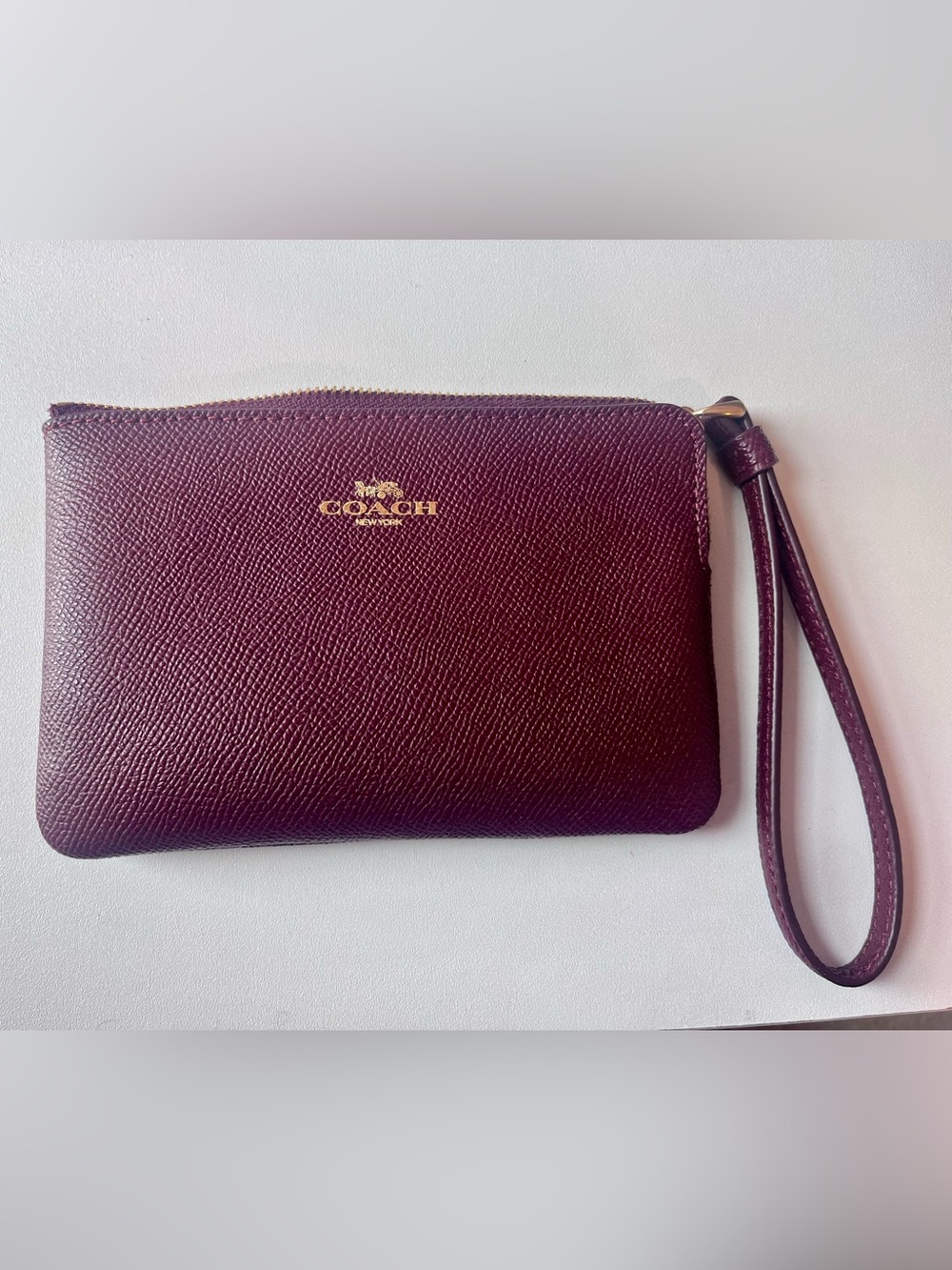 Coach Dark Wine/Burgundy Leather  Wristlet